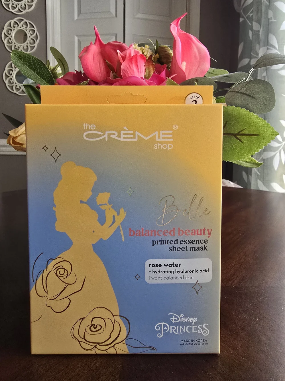 The Crème Shop Belle Balanced Beauty Rose Water Sheet Mask - Yellow/Blue